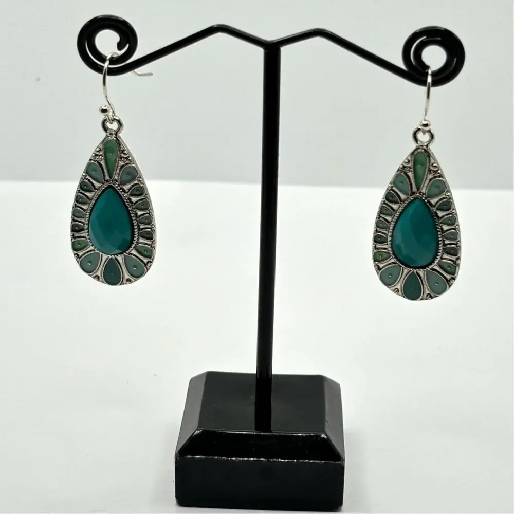 Silver & Blue Western Earrings